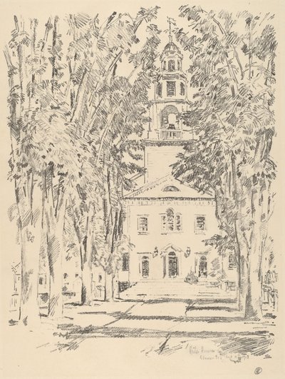 コロニアル教会、グロスター、1918 年。 作： Frederick Childe Hassam