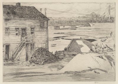 干潮、コス コブ橋、1915 年。 作： Frederick Childe Hassam