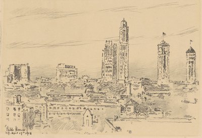 ニューヨークのスカイライン、光の建物、1918 年。 作： Frederick Childe Hassam