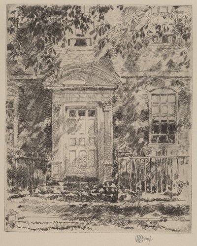 ポーツマスの戸口、1916 年。 作： Frederick Childe Hassam