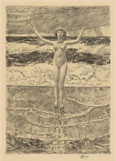 雨の雫と波、1921年。 作： Frederick Childe Hassam