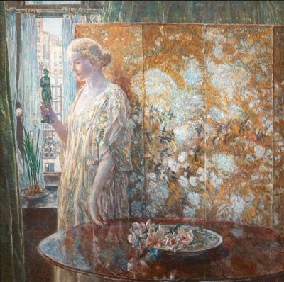 タナグラ ザ ビルダーズ、ニューヨーク、1918 年。 作： Frederick Childe Hassam