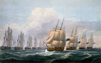 HMSテセウスのベレスフォード大尉、J。ラルフ作「イギリスの海軍年代学」から艦隊を率いて1820年 作： Frederick Christian Lewis