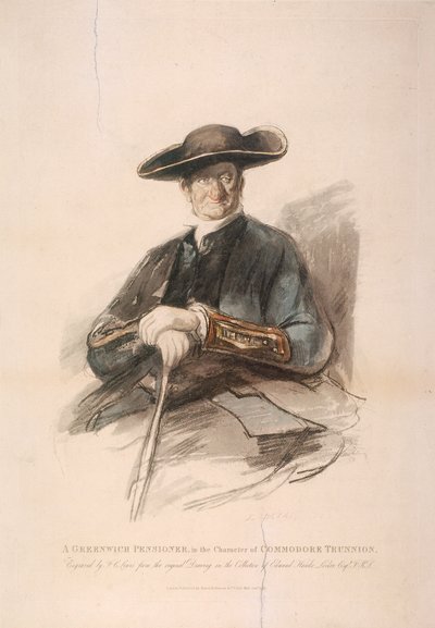 「コモドール・トラニオンのキャラクターのグリニッジ年金受給者」、グリニッジ病院、ロンドン、1826 作： Frederick Christian Lewis