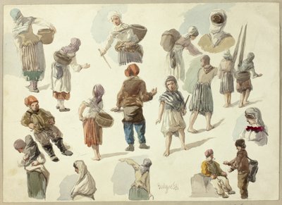 ブローニュの農民のスケッチ 作： Frederick Christian Lewis