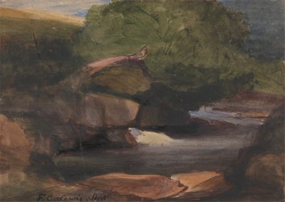 木々と岩の小川 作： Frederick Christian Lewis the Elder