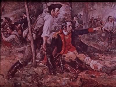 1777年のオリスカニーの戦い、1930年頃（カラーリトグラフ 作： Frederick Coffay (after) Yohn