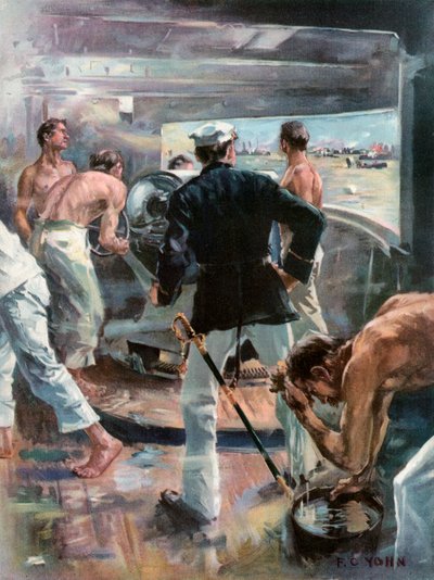 マニラ湾の戦い-オリンピアに搭載された6インチ砲との戦い 作： Frederick Coffay Yohn