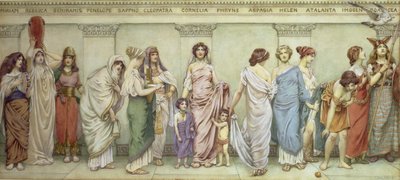 古代の偉大な女性：ミリアム、レベッカ、セミラミス、ペネロペ、サッポー、クレオパトラ、コーネリア、フライン、アスパシア、ヘレン、アタランタ、イモジェン、ボーディシア 作： Frederick Dudley Walenn