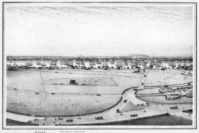 ストランドとクリケット場、インド、カルカッタのパノラマ、c1840年代。 作： Frederick Fiebig