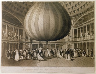 パンテオンの内部ビュー、オックスフォードストリート、ロンドン、1785（アクアチント） 作： Frederick George Byron