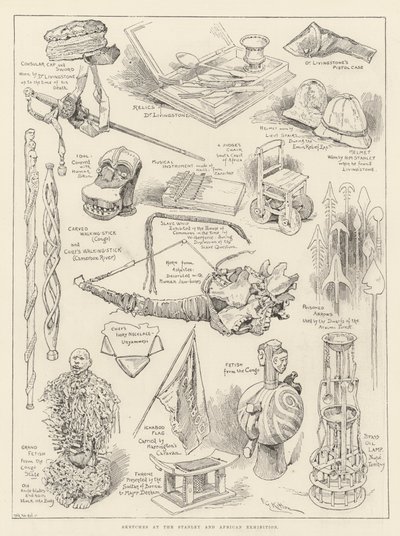 スタンレーとアフリカの展覧会でのスケッチ 作： Frederick George Kitton