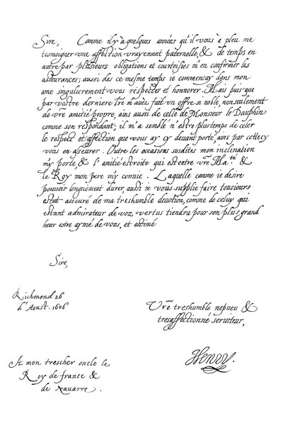 プリンスオブウェールズのヘンリーフレデリックからフランスのヘンリー4世への手紙、1606年1865年。 作： Frederick George Netherclift