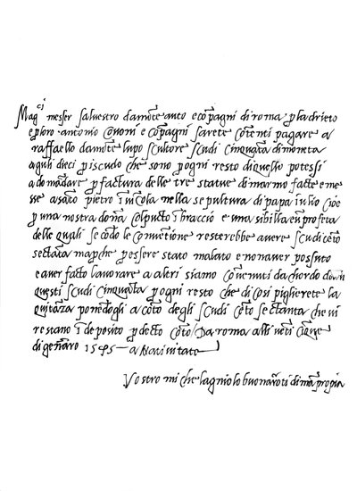 ミケランジェロブオナローティからの手紙、1545年1865年。 作： Frederick George Netherclift