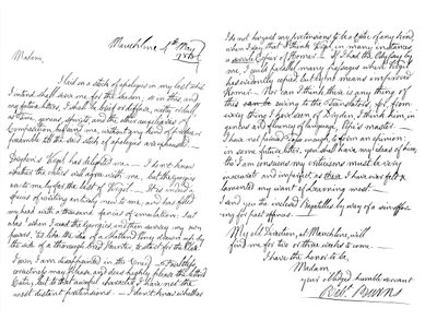 ロバートバーンズからハディントンのダンロップ夫人への手紙、1788年1865年。 作： Frederick George Netherclift
