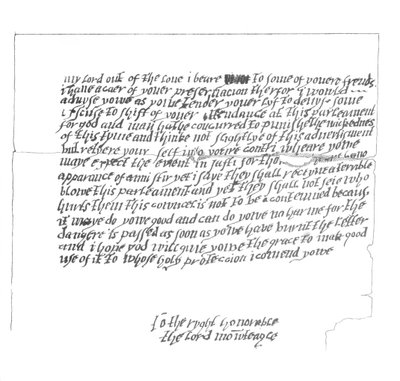 ガンパウダープロットの発見につながったモンティーグル卿への手紙、1605年1865年。 作： Frederick George Netherclift