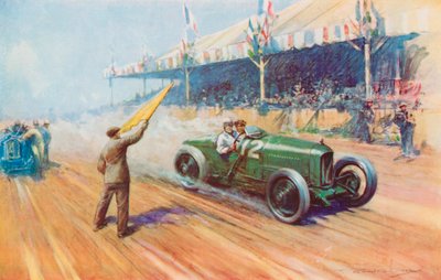 サー ヘンリー セグレイブは、トゥール サーキットで 2 リットルのサンビームを使用して、グランプリでイギリス人初の勝利を収めました (カラー リソ) 作： Frederick Gordon (after) Crosby