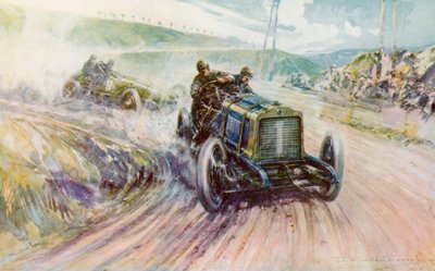 1905 年のフランスのゴードン ベネット レースで優勝したリチャード ブラジエと一緒のテリー (カラー リソ) 作： Frederick Gordon (after) Crosby