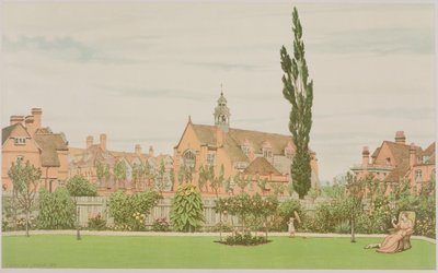 教会と牧師館、ベッドフォードパーク、1881 作： Frederick Hamilton Jackson