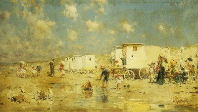 オランダ、スヘフェニンゲンのビーチ 作： Frederick Hendrick Kaemmerer