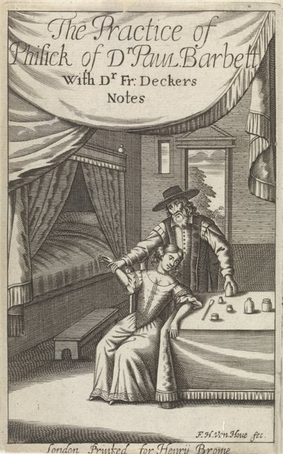 医者, ∥で∥, 若い女性, 中に, ∥, 内部 タイトルページ: Dekkers, F., The Practice of Phisick of Dr. ポール・バーバラ 作： Frederick Hendrick van den Hove