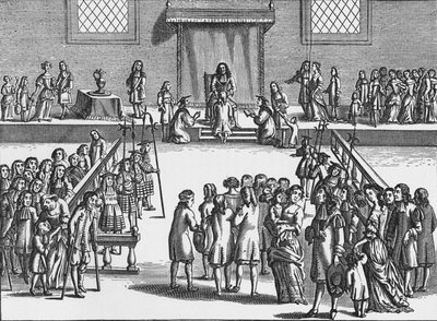 王の悪のために患者に触れるチャールズ2世、c1680 1903 作： Frederick Hendrik van den Hove