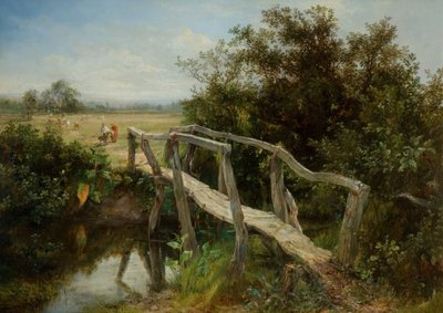 ヤードリーのコール川に架かる古い歩道橋、1890 年。 作： Frederick Henry Henshaw