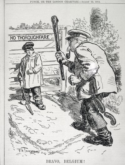 ブラボーベルギー！ 『パンチ』マガジン、Vol CXLVII p.143、パブから。 1914年8月12日 作： Frederick Henry Townsend