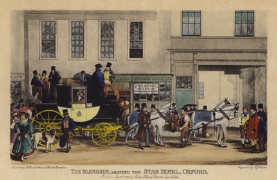 オックスフォードのスター・ホテルを去るブレナム号（カラー・エングレーヴィング 作： Frederick James Havell