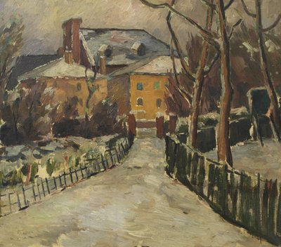 雪の下の風景、1920年頃（キャンバスに油彩） 作： Frederick James Porter