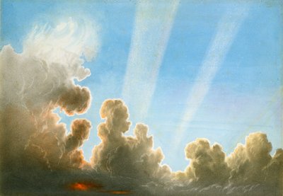 雷雨が黒い国を通過、日没（紙と鉛筆） 作： Frederick Joseph Butler Lines