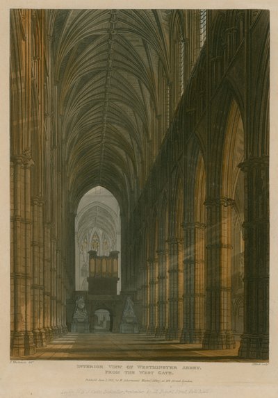 ウェストゲートからウェストミンスター寺院、ロンドンの内部ビュー 作： Frederick Mackenzie