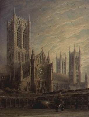 19世紀の回廊からのリンカーン大聖堂 作： Frederick Mackenzie