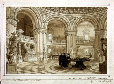 オックスフォード、ラドクリフ図書館、1835年頃（水彩・紙 作： Frederick Mackenzie