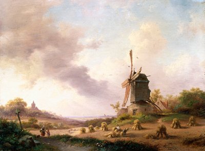広範な景観における収穫者、1850 作： Frederick Marianus Kruseman