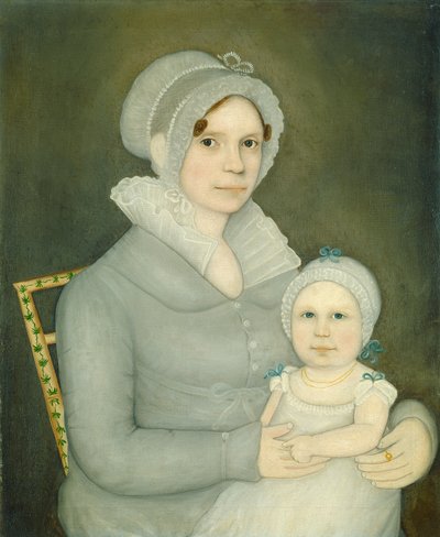 ジョン・ハリソン夫人と娘、c。 1823年。 作： Frederick Mayhew