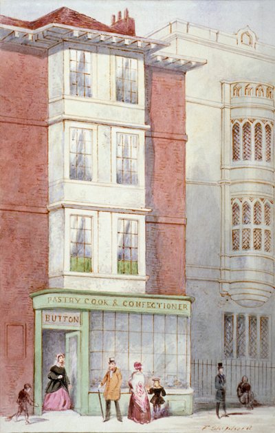 ボタンのペストリーおよび菓子店、187 Fleet Street、シティ オブ ロンドン、1887 作： Frederick Napoleon Shepherd