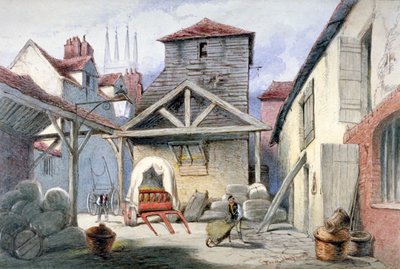 ローズ インの中庭、ファリンドン ストリート、シティ オブ ロンドン、1838 年。 作： Frederick Napoleon Shepherd