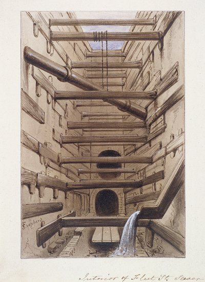 フリートストリート、ロンドン、1845 作： Frederick Napoleon Shepherd