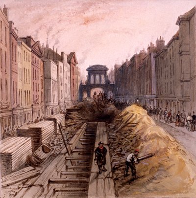フリートストリート、ロンドン、1845 作： Frederick Napoleon Shepherd