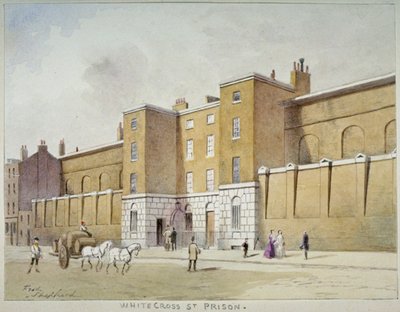債務者のためのホワイトクロスストリート刑務所の眺め、ロンドン、c1840 作： Frederick Napoleon Shepherd