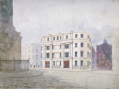 1850年、シティ・オブ・ロンドン、キング・ウィリアム・ストリートの西端の南側の眺め 作： Frederick Napoleon Shepherd