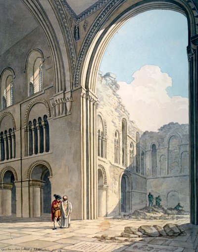 修理中の聖バーソロミュー大教会の合唱団、スミスフィールド、ロンドン市、1815 作： Frederick Nash