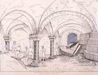 セント・メアリー・ル・ボーの地下聖堂、c1819 作： Frederick Nash
