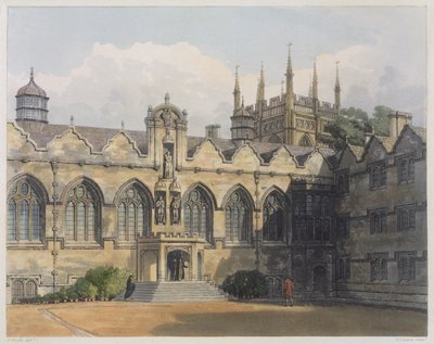 FCルイス（1779-1856）パブによって刻まれた「オックスフォードの歴史」からのイラスト、オリエルカレッジの外観。 R.アッカーマン、1813年（アクアチント） 作： Frederick Nash