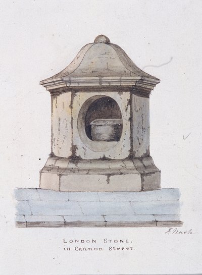 ロンドンストーン、キャノンストリート、ロンドン、c1816 作： Frederick Nash