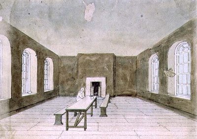 ニューゲート刑務所「死刑囚の部屋」（水彩画 作： Frederick Nash