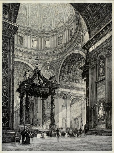 サン ピエトロ大聖堂、ローマ、イタリア、内部ビュー、1878 年。 作： Frederick P Dinkelberg