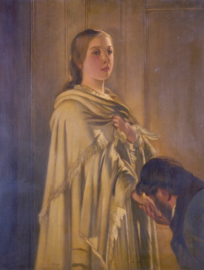 「1837 年 6 月 20 日、ケンジントン宮殿で即位の知らせを受けるヴィクトリア女王」、1909 年 作： Frederick P Shuckard