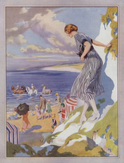 コダック社のポスターデザイン「海辺の風景」（カラーリトグラフ 作： Frederick Pegram